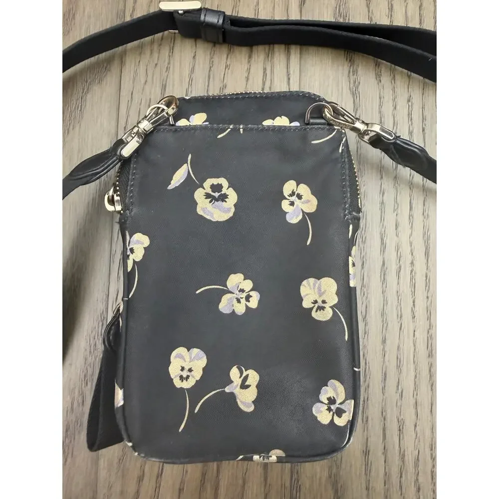 Kate Spade Nylon Floral Crossbody Phone Bag Black - Picture 3 of 12